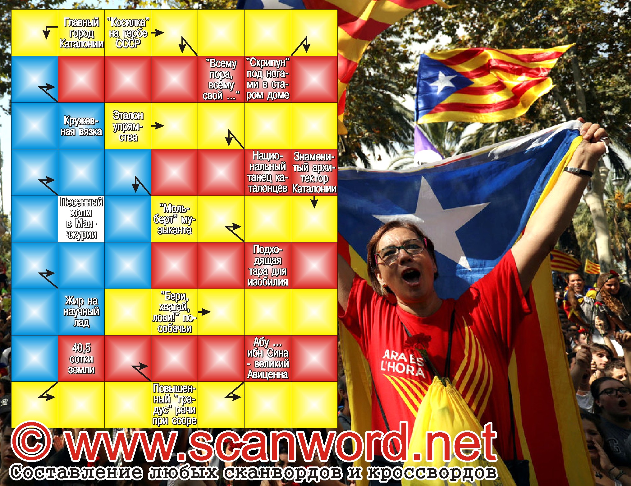Каталонский сканворд. Барселона, Испания, Каталония, референдум, независимость
